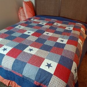 Full / Queen Americana Quilt Blanket, Stars and Stripes